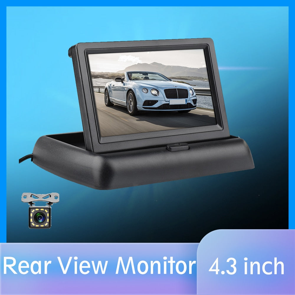 4.3 Inch HD Foldable Car Rear View Monitor Reversing LCD TFT Display With Night Vision Backup Rearview Camera For Vehicle