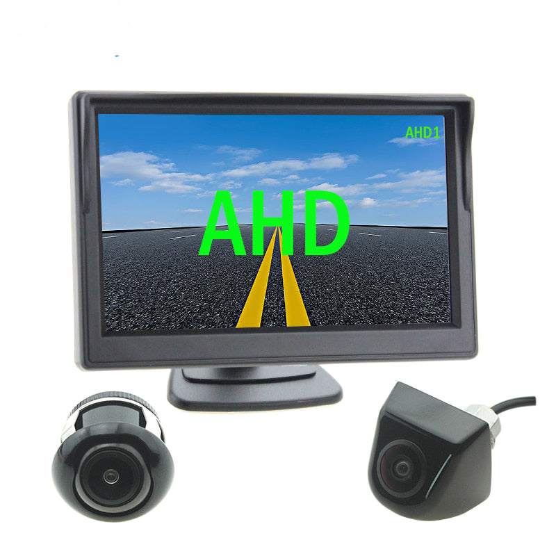 5 Inch AHD Monitor 1024&#215;600 With 170° 1280x720P Starlight Night Vision Front Side AHD Reverse Rear View Camera Full HD Fisheye