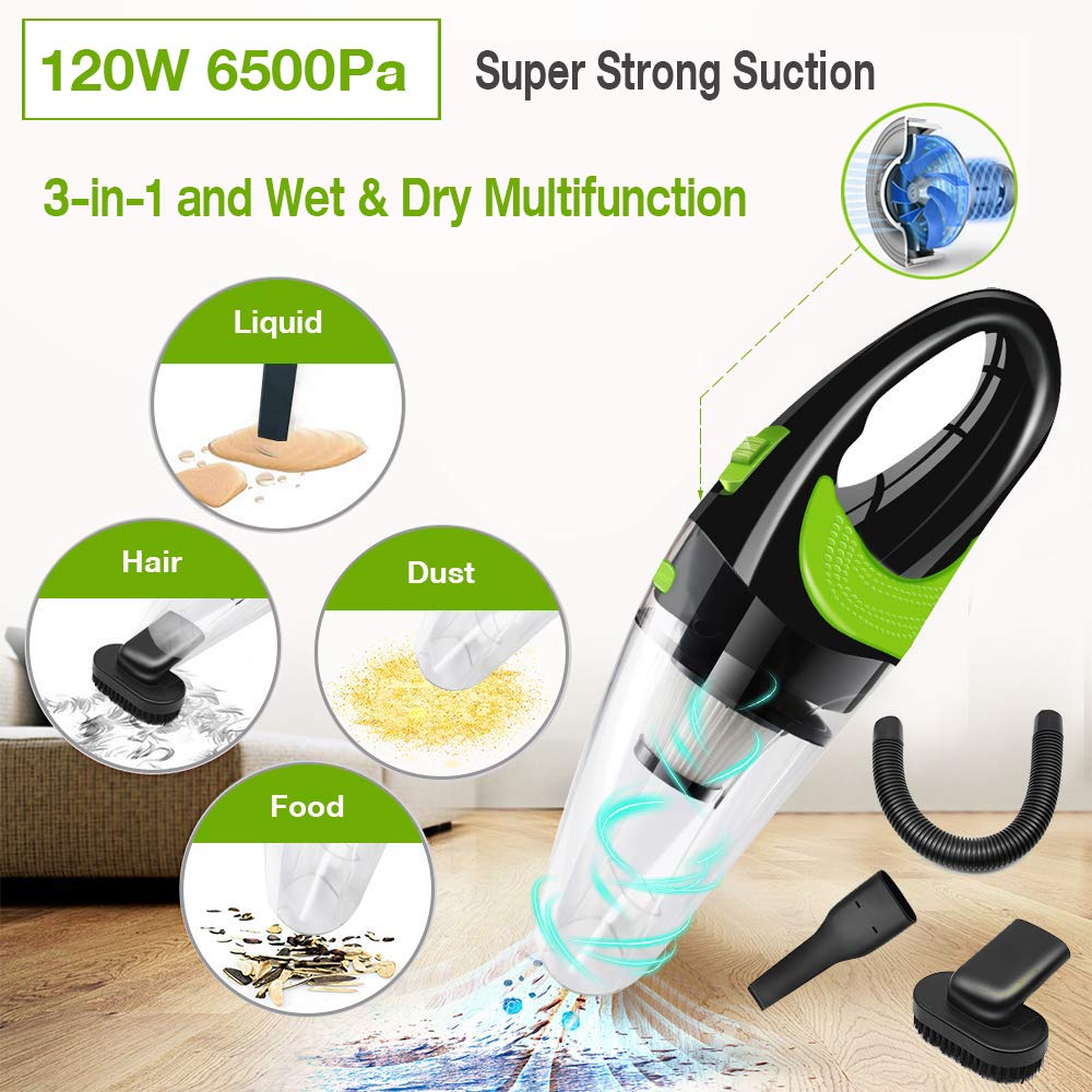 6500pa Strong Power Car Vacuum Cleaner DC 12V 120W Cordless Wet And Dry Dual Use Auto Portable Vacuums Cleaner For Home Office