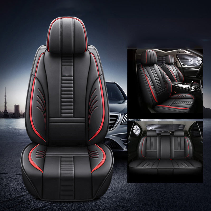 PU Leather Car Seat Covers Universal Interior Full Cover Fits For 5/7 Car Seat Four Season Sport Chairs Cover Protertor Cushion