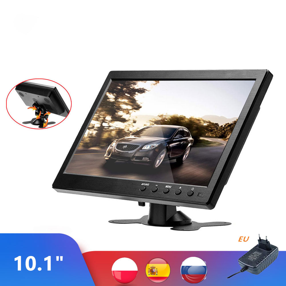 10.1 LCD HD Monitor Mini TV &#038; Computer Display Color Screen 2 Channel Video Input Security Monitor Speaker VGA HDMI Moni