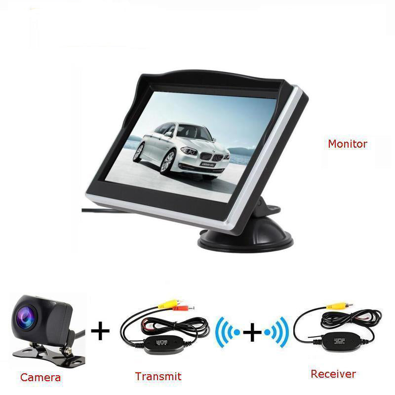 5 Inch TFT LCD 800*480 HD Screen Car Monitor With Rubber Vacuum Cup Bracket+ Color Car Reverse Rear View Backup Camera